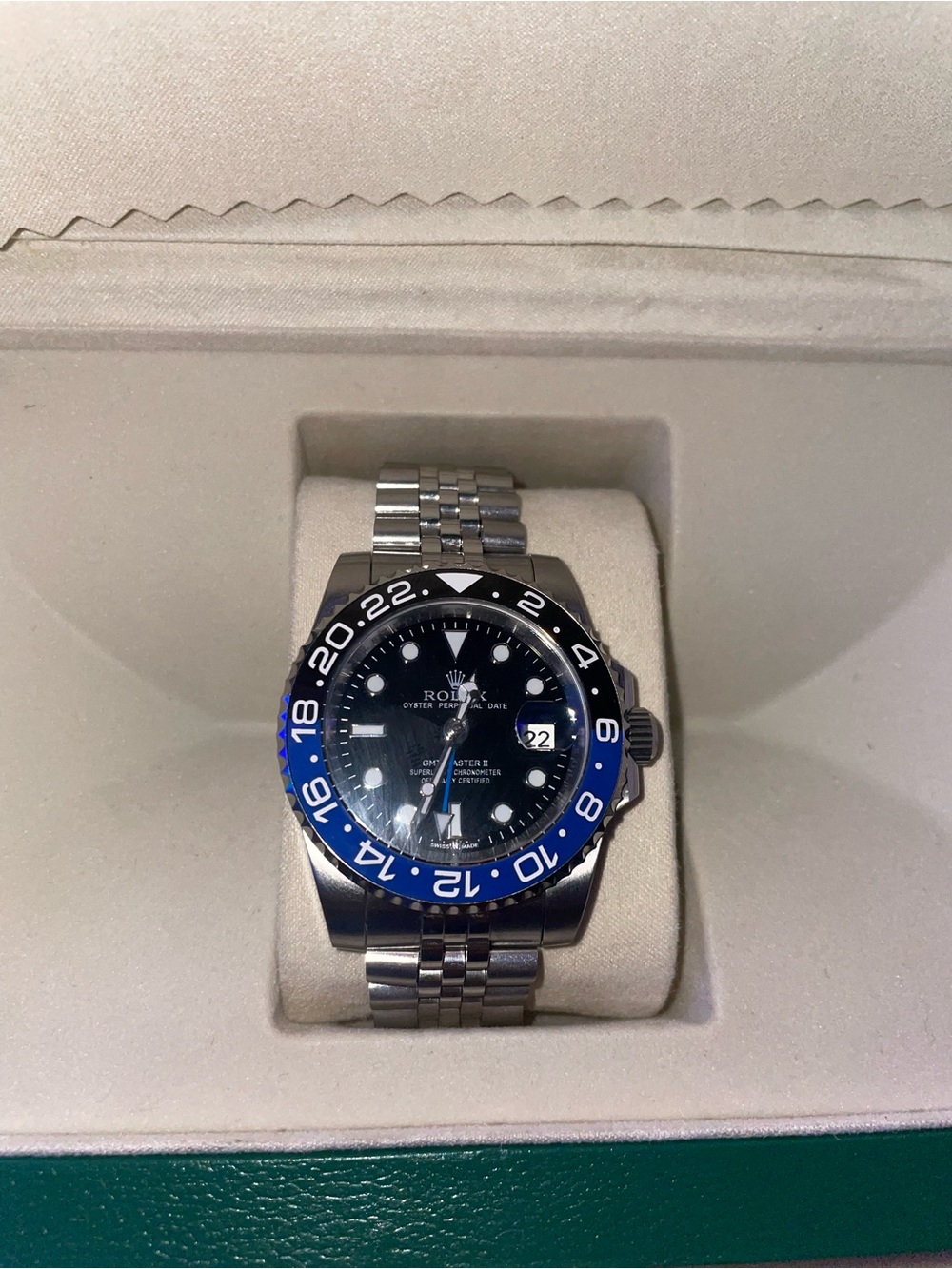 Rolex GMT-Master II Black and Blue Bezel Stainless Bracelet